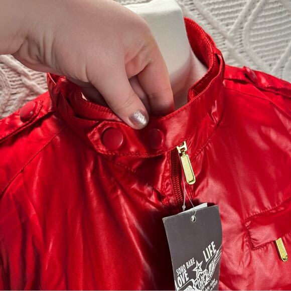 NWT SOHO BABE LOVE | Red Zip Up Bomber Jacket | Women's 2XL - Picture 2 of 11
